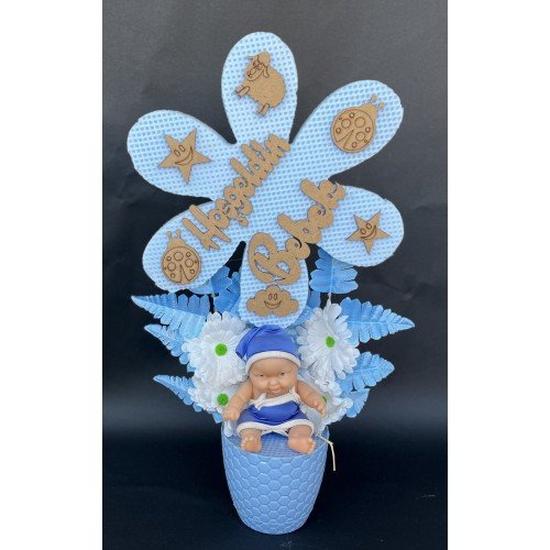 Strafor Yıldızlı Erkek Bebekli Yapay Çiçek