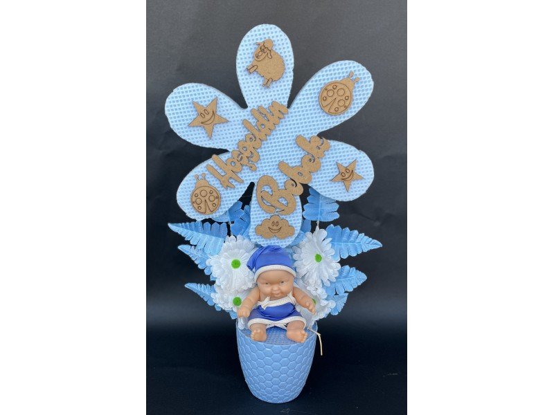 Strafor Yıldızlı Erkek Bebekli Yapay Çiçek