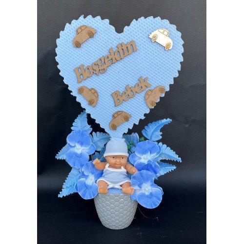 Strafor Kalpli Bebekli Yapay Çiçek