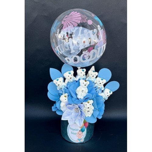 Özel Tasarım Balonlu Ayıcıklı Bebek Çiçeği